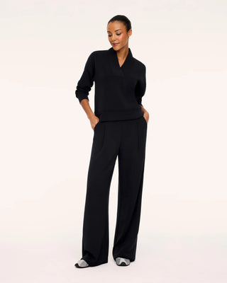 Spanx AirEssentials Pleated Wide Leg Trouser - Very Black