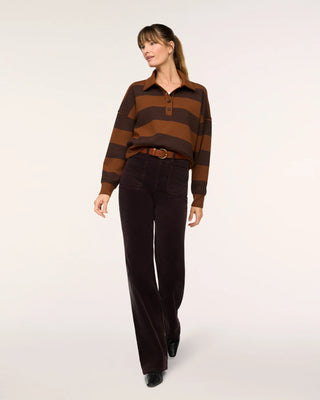 Spanx AirEssentials Rugby Collared Shirt - Brown Stripe