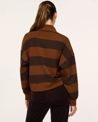 Spanx AirEssentials Rugby Collared Shirt - Brown Stripe