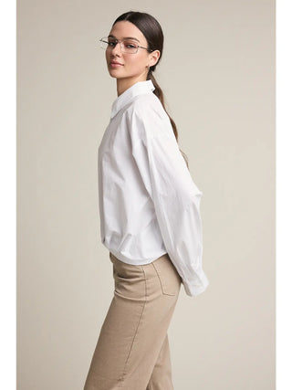 Shirlee Button Down w/ Knit Shawl Set - White & Navy
