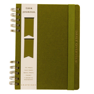 Olive Green Fabric-Bound Task Journal