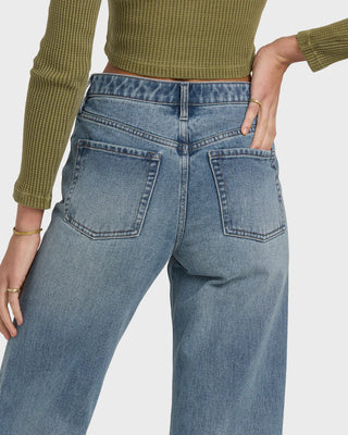 Free Fall High-Waist Denim Pants- Atlantic Deep