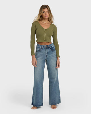 Free Fall High-Waist Denim Pants- Atlantic Deep