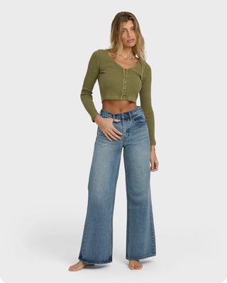 Free Fall High-Waist Denim Pants- Atlantic Deep
