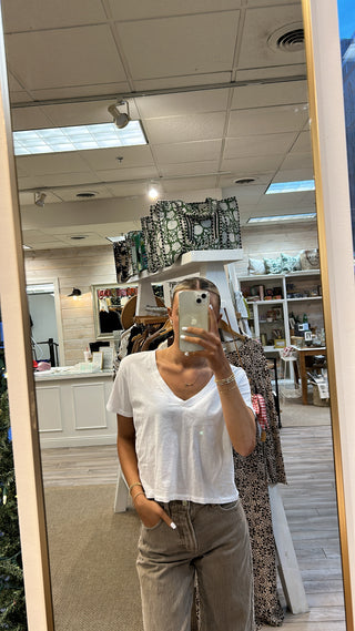 Beckett Crispy Cotton V/U Neck Tee - White // Perfect White Tee