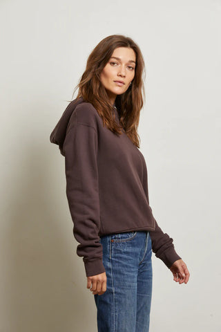 Heart Fleece Pullover Hoodie / Cocoa / Perfect White Tee