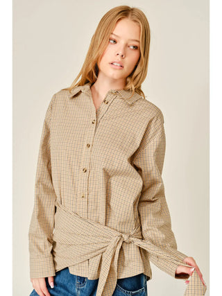 Jenna Oxford Plaid Button Down // Taupe Plaid