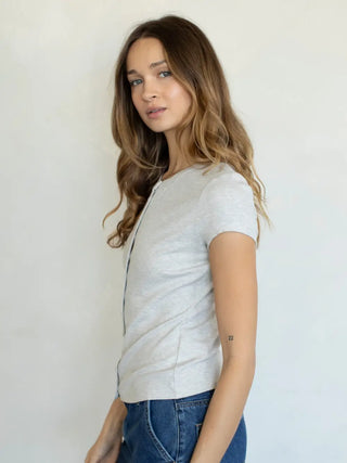 Bianca Tee Button Down - Heather Grey