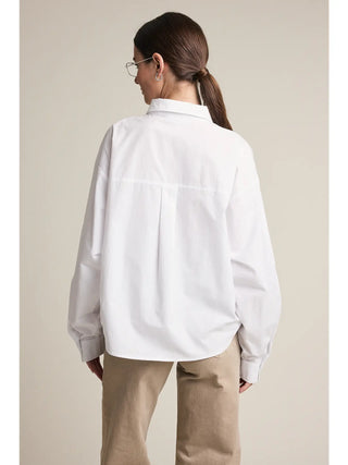 Shirlee Button Down w/ Knit Shawl Set - White & Navy