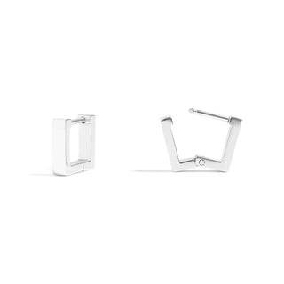Square Huggie Hoop Earring - Silver 18k Gold PVD