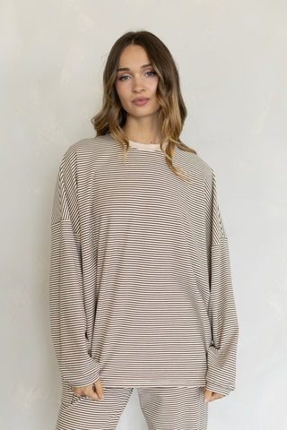 Levi Long Sleeve Stripe Top - Almond