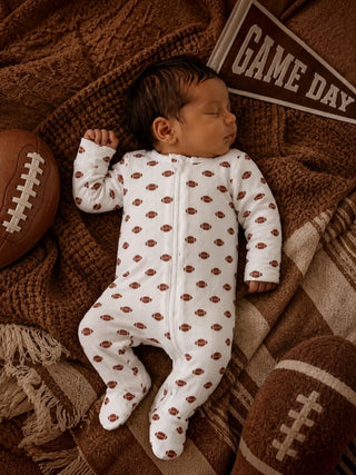 Football Organic Pointelle 2-Way Zip Footie