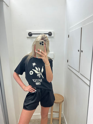 Stella Satin Shorts - Black