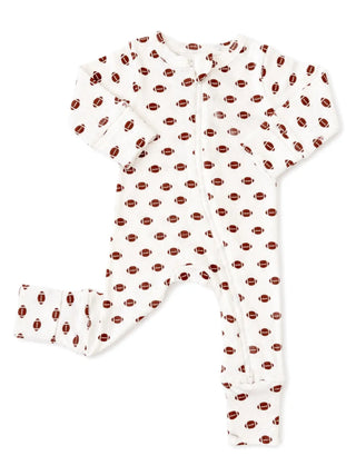 Football Organic Pointelle 2-Way Zip Footie