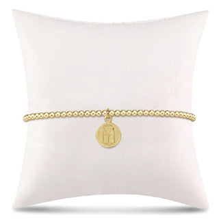 Classic Gold 2mm Bead Bracelet / Be You. Small Gold Word Disc / Enewton