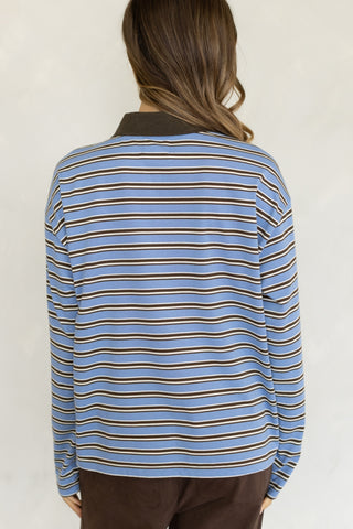 Esther Polo Long Sleeve Top - Light Blue