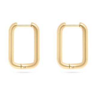 Rounded Rectangle Huggie 18K Gold PVD Earrings