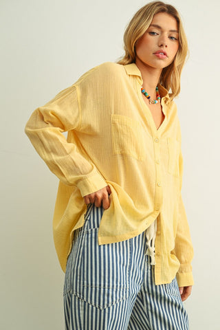 Harlow Beachside Button Down Top - Butter