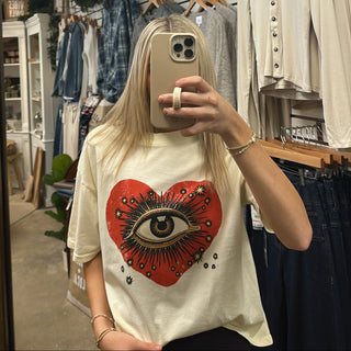 Heart Eye Cropped Tee - Butter