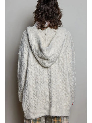 Cynthia Soft Cable Knit Hooded Cardigan - Cream
