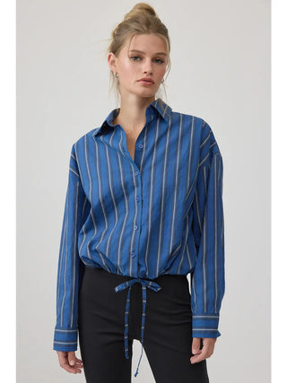 Sera Dark Blue Stripe Button Down