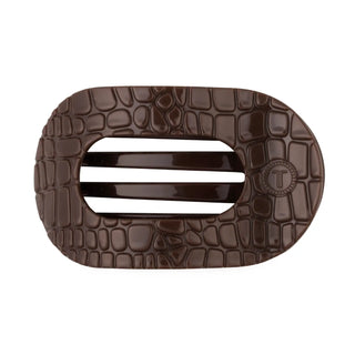 Brown Crocodile Small Flat Round Hair Clip // Teleties