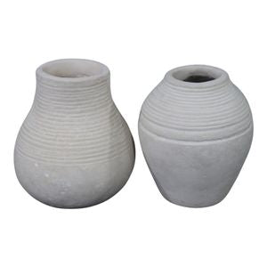 Ivory Grooved Lines Bud Vases