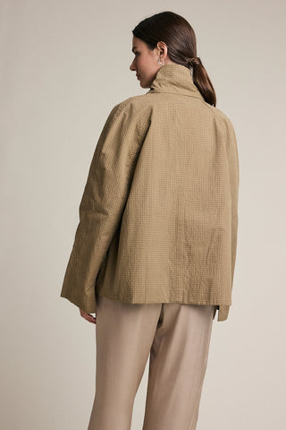 Kiara Reversible Plaid Button Jacket - Brown Checkered