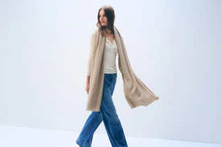 Cashmere Travel Wrap-Taupe Heather - White & Warren