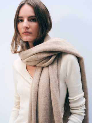 Cashmere Travel Wrap-Taupe Heather - White & Warren