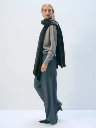 Cashmere Travel Wrap-Dark Slate Heather - White & Warren