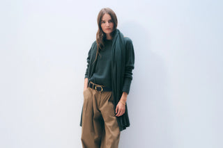 Cashmere Travel Wrap-Juniper Green - White & Warren