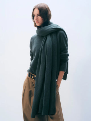 Cashmere Travel Wrap-Juniper Green - White & Warren