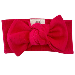 Red Organic Pointelle Bow - 0-6 Months