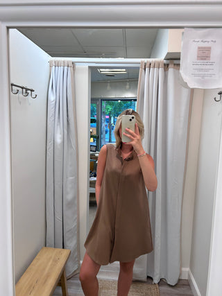 Jenny Sleeveless Collared Mini Dress Mocha