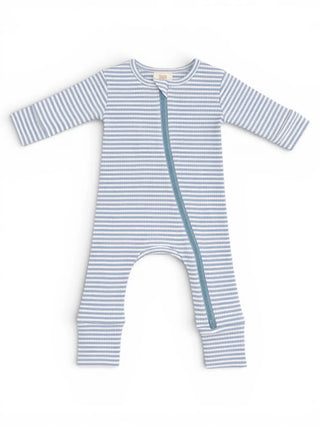 Dusty Blue Stripe Ribbed 2-Way Romper