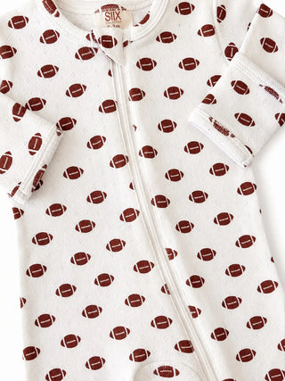 Football Organic Pointelle 2-Way Zip Footie