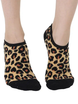 Animal Print Fuzzy Slipper Sock