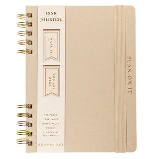 Taupe 6 x 8 Fabric-Covered Journal with Magnetic Bookmarks
