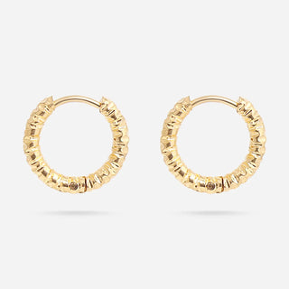 Textured Huggie Hoop Earring 18k Gold PVD