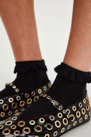Beloved Waffle Knit Ankle Sock - Black // Free People