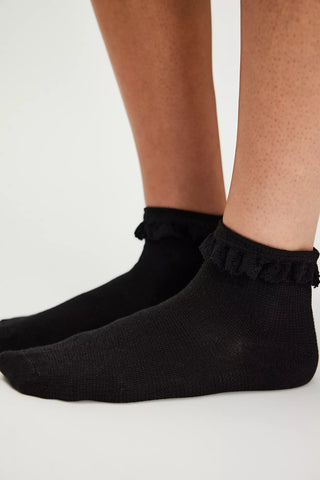 Beloved Waffle Knit Ankle Sock - Black // Free People