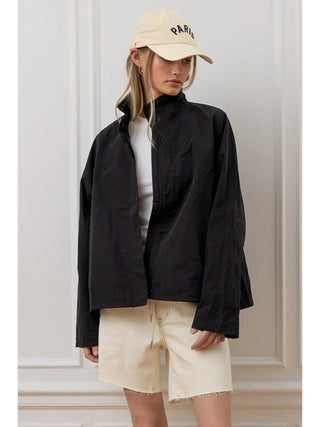 Kesha Lightweight Mesh Windbreaker Jacket - Black