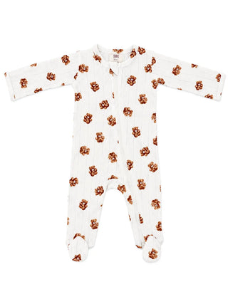 Teddy Bear Organic Pointelle 2-Way Zip Footie