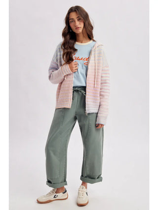Lizzy Rainbow Stripe Zip Hoodie - Sky Purple
