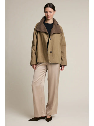 Kiara Reversible Plaid Button Jacket - Brown Checkered