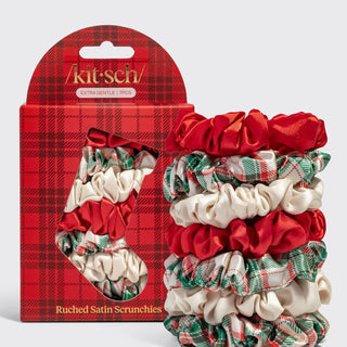 Holiday Ruched Satin Scrunchies 7pc Set // Kitsch