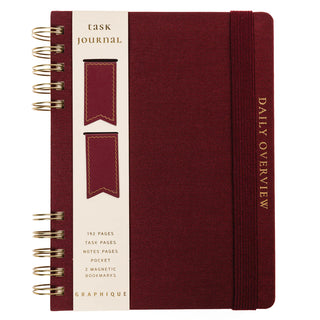 Burgundy Fabric Bound Task Journal w/ Magnets