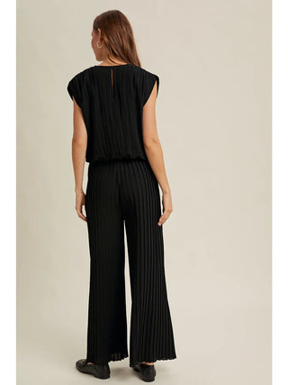 Leona Pleated Top and Pants Lounge Set / Black