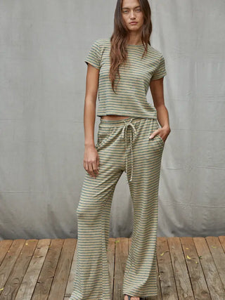 Midweek Striped Pants - Basil Green